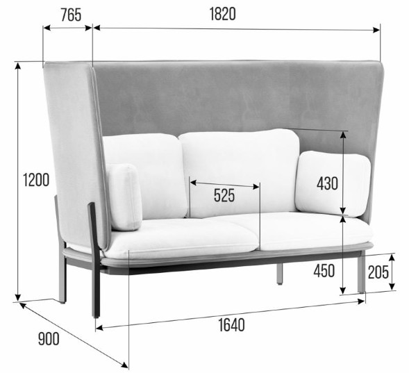 Stato Диван двухместный с высокой спинкой STA-02 1820*900*1200