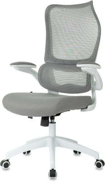 Кресло руководителя Бюрократ Sigma WH 1 серый сетка/ткань крестов. пластик пластик белый